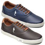 Kit 2 Pares Tênis Casual Masculino Homem Couro Ecologico Moderno