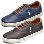 Kit 2 Pares Tênis Casual Masculino Homem Couro Ecologico Moderno