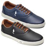 Kit 2 Pares Tênis Casual Masculino Homem Couro Ecologico Moderno