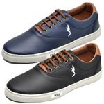 Kit 2 Pares Tênis Casual Masculino Homem Couro Ecologico Moderno