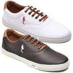 Kit 2 Pares Tênis Casual Masculino Homem Couro Ecologico Moderno