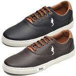 Kit 2 Pares Tênis Casual Masculino Homem Couro Ecologico Moderno
