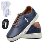 Kit Tênis Casual Masculino Menino Infantil Polo Blu Escola Tendencia Relogia Digital e Meia