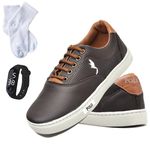 Kit Tênis Casual Masculino Menino Infantil Polo Blu Escola Tendencia Relogia Digital e Meia