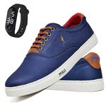 Kit Sapatenis Masculino Casual Cano Baixo Super Leve e Confortável Polo Blu Relogio Digital