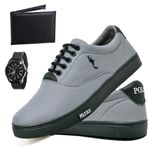 Kit Sapatenis Masculino Casual Cano Baixo Super Leve e Confortável Polo Blu Carteira e Relogio