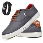 Kit Sapatenis Masculino Casual Cano Baixo Super Leve e Confortável Polo Blu Relogio Digital