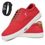 Kit Sapatenis Masculino Casual Cano Baixo Super Leve e Confortável Polo Blu Relogio Digital