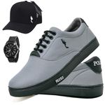 Kit Sapatenis Masculino Casual Cano Baixo Super Leve e Confortável Polo Blu Bone e Relogio