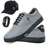 Kit Sapatenis Masculino Casual Cano Baixo Super Leve e Confortável Polo Blu Bone e Relogio Digital