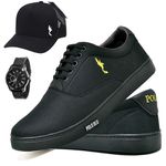 Kit Sapatenis Masculino Casual Cano Baixo Super Leve e Confortável Polo Blu Bone e Relogio