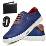 Kit Sapatenis Masculino Casual Cano Baixo Super Leve e Confortável Polo Blu Carteira e Relogio Digital
