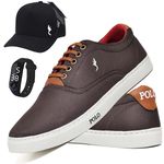 Kit Sapatenis Masculino Casual Cano Baixo Super Leve e Confortável Polo Blu Bone e Relogio Digital