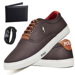 Kit Sapatenis Masculino Casual Cano Baixo Super Leve e Confortável Polo Blu Carteira e Relogio Digital
