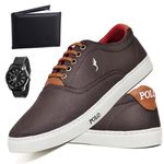 Kit Sapatenis Masculino Casual Cano Baixo Super Leve e Confortável Polo Blu Carteira e Relogio