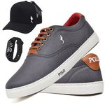 Kit Sapatenis Masculino Casual Cano Baixo Super Leve e Confortável Polo Blu Bone e Relogio Digital