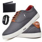 Kit Sapatenis Masculino Casual Cano Baixo Super Leve e Confortável Polo Blu Carteira e Relogio Digital