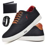 Kit Sapatenis Masculino Casual Cano Baixo Super Leve e Confortável Polo Blu Carteira e Relogio Digital