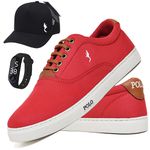 Kit Sapatenis Masculino Casual Cano Baixo Super Leve e Confortável Polo Blu Bone e Relogio Digital