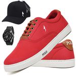 Kit Sapatenis Masculino Casual Cano Baixo Super Leve e Confortável Polo Blu Bone e Relogio
