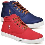 Kit 2 Pares Tenis Sapatenis Masculino Casual Botinha Cano Alto Confortavel Variedade Estiloso Polo Blu