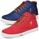Kit 2 Pares Tenis Sapatenis Masculino Casual Botinha Cano Alto Confortavel Variedade Estiloso Polo Blu
