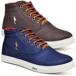 Kit 2 Pares Tenis Sapatenis Masculino Casual Botinha Cano Alto Confortavel Variedade Estiloso Polo Blu