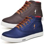 Kit 2 Pares Tenis Sapatenis Masculino Casual Botinha Cano Alto Confortavel Variedade Estiloso Polo Blu