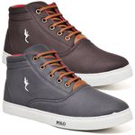 Kit 2 Pares Tenis Sapatenis Masculino Casual Botinha Cano Alto Confortavel Variedade Estiloso Polo Blu