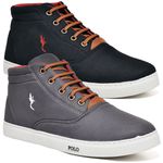 Kit 2 Pares Tenis Sapatenis Masculino Casual Botinha Cano Alto Confortavel Variedade Estiloso Polo Blu