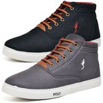 Kit 2 Pares Tenis Sapatenis Masculino Casual Botinha Cano Alto Confortavel Variedade Estiloso Polo Blu