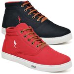 Kit 2 Pares Tenis Sapatenis Masculino Casual Botinha Cano Alto Confortavel Variedade Estiloso Polo Blu