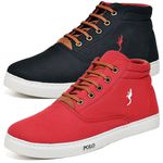 Kit 2 Pares Tenis Sapatenis Masculino Casual Botinha Cano Alto Confortavel Variedade Estiloso Polo Blu