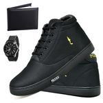 Kit Tenis Sapatenis Masculino Casual Cano Alto Confortavel Polo Blu Carteira e Relogio