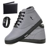 Kit Tenis Sapatenis Masculino Casual Cano Alto Confortavel Polo Blu Carteira e Relogio Digital