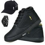 Kit Tenis Sapatenis Masculino Casual Cano Alto Confortavel Polo Blu Bone e Relogio