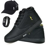 Kit Tenis Sapatenis Masculino Casual Cano Alto Confortavel Polo Blu Bone e Relogio Digital
