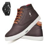 Kit Tenis Sapatenis Masculino Casual Cano Alto Confortavel Polo Blu Relogio 