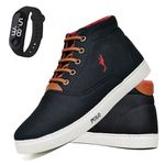 Kit Tenis Sapatenis Masculino Casual Cano Alto Confortavel Polo Blu Relogio Digital
