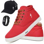 Kit Tenis Sapatenis Masculino Casual Cano Alto Confortavel Polo Blu Bone e Relogio Digital