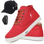 Kit Tenis Sapatenis Masculino Casual Cano Alto Confortavel Polo Blu Bone e Relogio