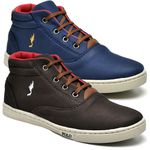 Kit 2 Pares Tênis Casual Masculino Garoto Infantil Cano Alto Botinha Polo Blu Escola Tendencia
