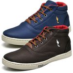 Kit 2 Pares Tênis Casual Masculino Garoto Infantil Cano Alto Botinha Polo Blu Escola Tendencia