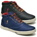 Kit 2 Pares Tênis Casual Masculino Garoto Infantil Cano Alto Botinha Polo Blu Escola Tendencia