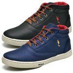 Kit 2 Pares Tênis Casual Masculino Garoto Infantil Cano Alto Botinha Polo Blu Escola Tendencia
