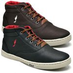 Kit 2 Pares Tênis Casual Masculino Garoto Infantil Cano Alto Botinha Polo Blu Escola Tendencia