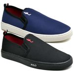Kit 2 Pares Tenis Sapatenis Masculino Slip On Confortavel Facil de Calçar Sem Cadarço