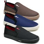 Kit 3 Pares Tenis Sapatenis Masculino Slip On Confortavel Facil de Calçar Sem Cadarço