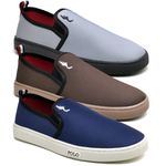 Kit 3 Pares Tenis Sapatenis Masculino Slip On Confortavel Facil de Calçar Sem Cadarço