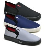 Kit 3 Pares Tenis Sapatenis Masculino Slip On Confortavel Facil de Calçar Sem Cadarço